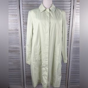TALBOTS Trench/Rain Coat Light Green w Floral Lining-Large